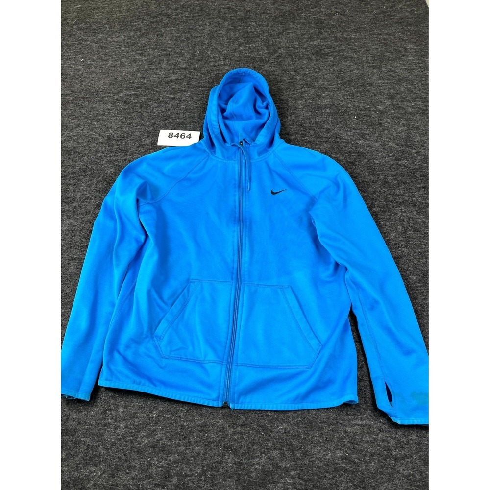 Nike Dri Fit Hoodie Mens Medium Blue Fleece Full Zip Hooded Athletic Outdoor